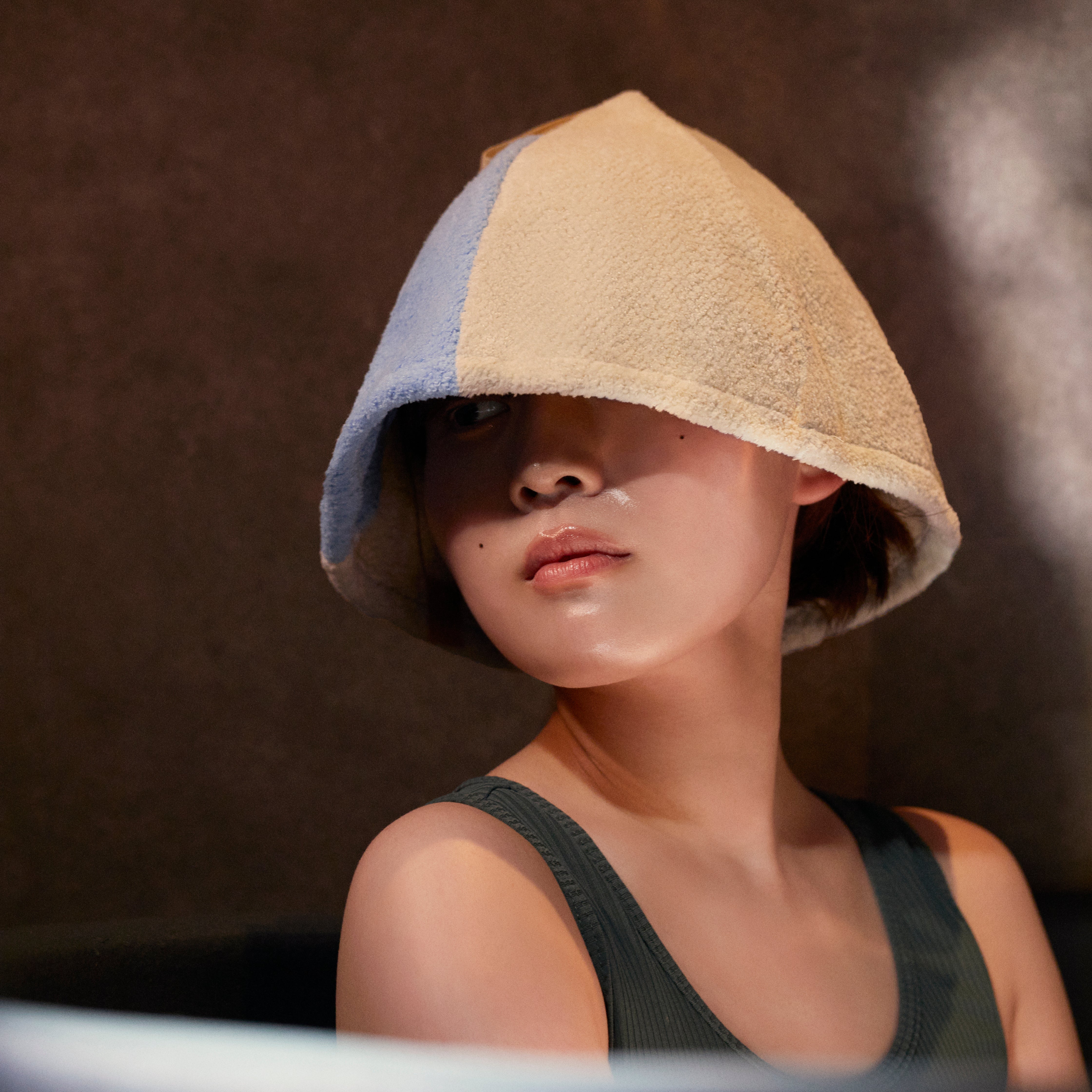 サウナハット ホワイト&ブルー【厳選今治タオル】